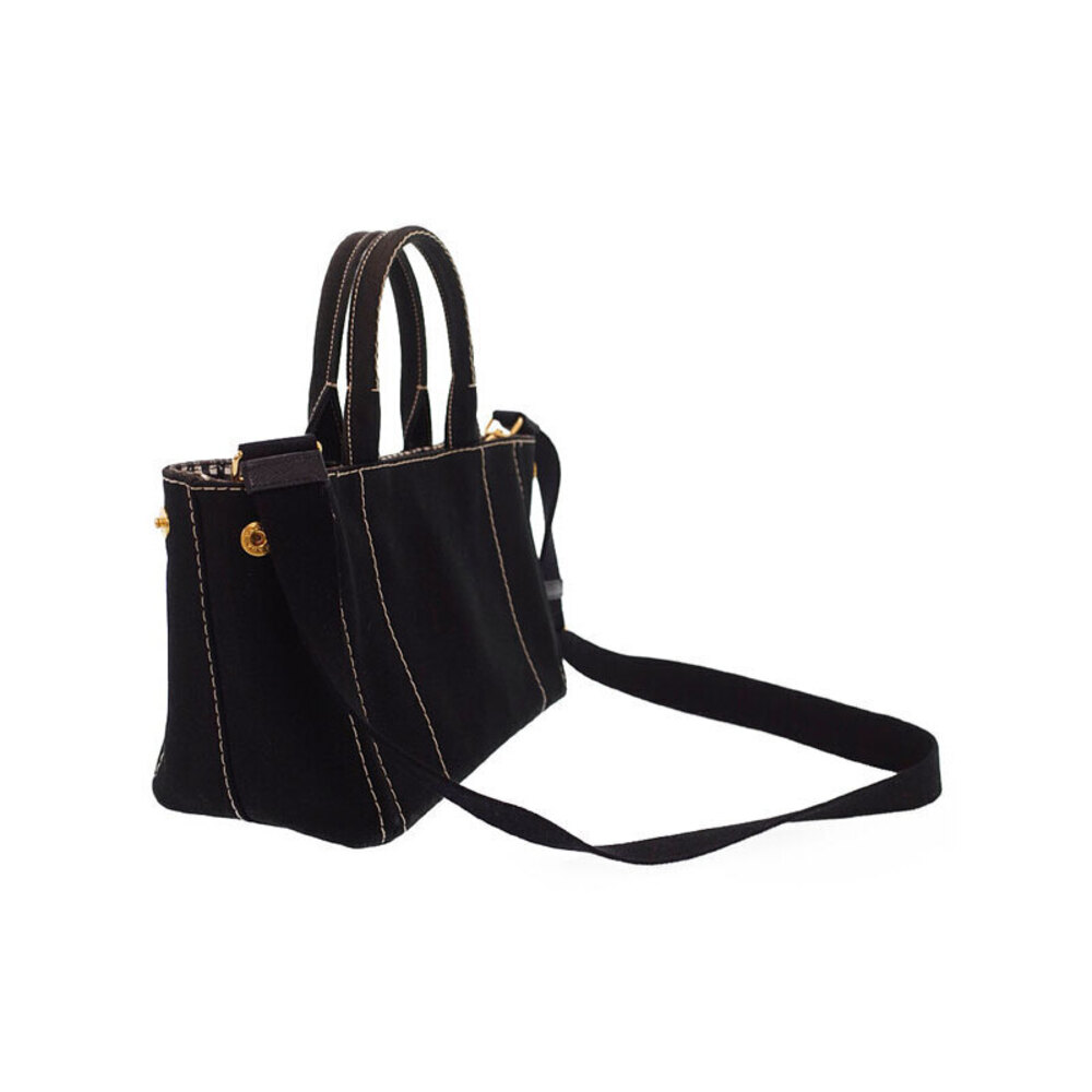 PRADA Canapa Handbag Convertible Shoulder Bag Black - Picture 2 of 9